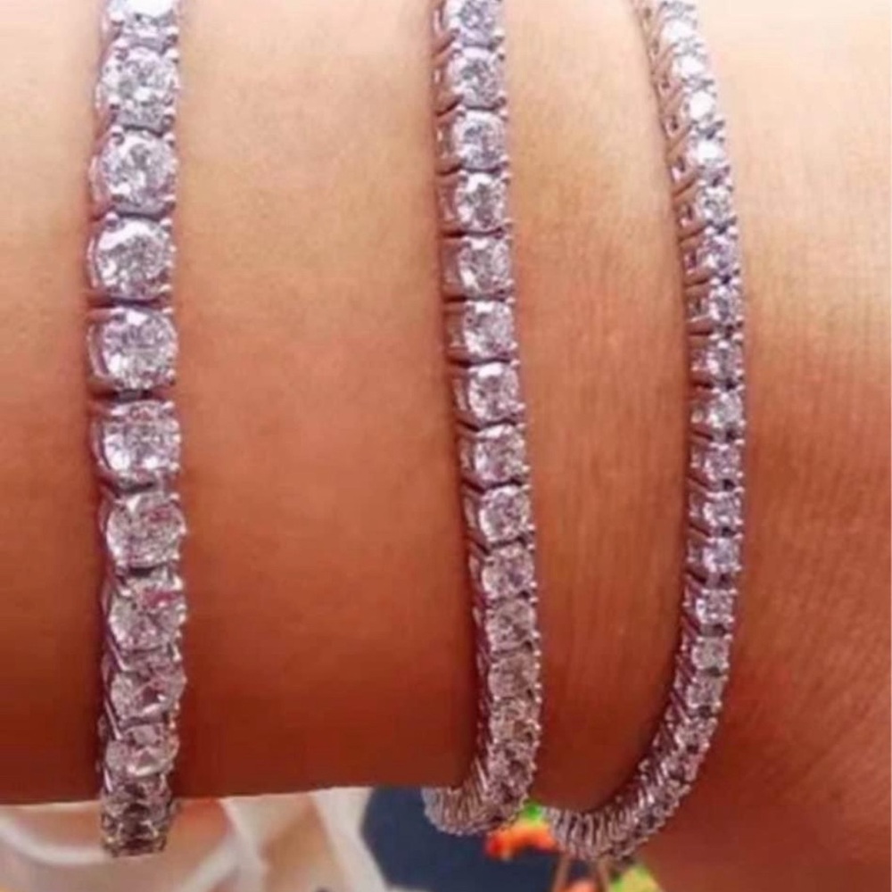 Oceans Fine Jewelry Moissanite 3mm 925 Silver Bracelet 16mm 6.25” S, 17mm 7.0” M - Picture 5 of 6